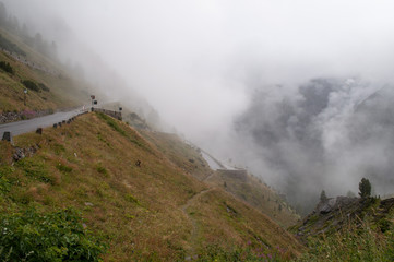 Passo Stelvio, Italy - mountain pass hidden in the fog