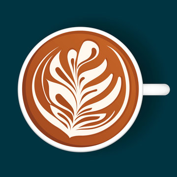 Isolated Latte Art. White Cup. Vector illustration