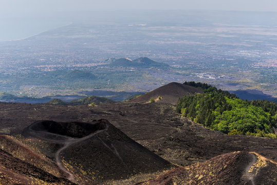 Etna highest Volcano plains of Europe in Sicily Italy