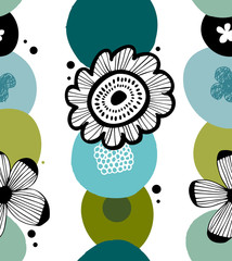 Floral decorative pattern in scandinavian style. Abstract background with stylized flowers © silmen