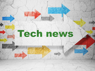 News concept: arrow with Tech News on grunge wall background