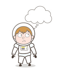 Cartoon Astronaut Thinking Expression Vector Illustration