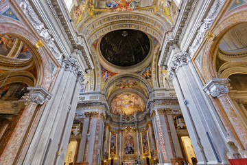 Fototapeta na wymiar Sant Ignazio church ceiling frescoe, Rome, Italy
