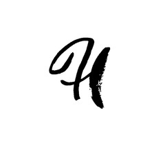 Letter H. Handwritten by dry brush. Rough strokes font. Vector illustration. Grunge style elegant alphabet