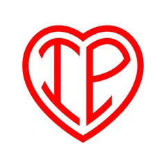 initial letters logo ip red monogram heart love shape