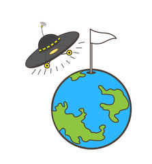 UFO Landing on Earth Vector Concept
