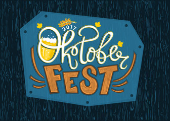 Vector illustration of Oktoberfest, logo. Typographical design, greeting inscription.