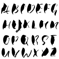 Hand drawn dry brush font. Modern brush lettering. Grunge style alphabet. Vector illustration.