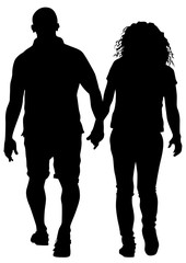 Couple of young guy and girl on white background