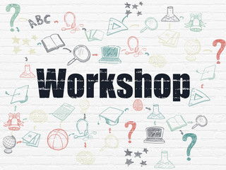 Learning concept: Workshop on wall background