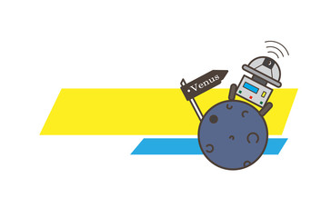 Robot on Venus Planet Vector Illustration