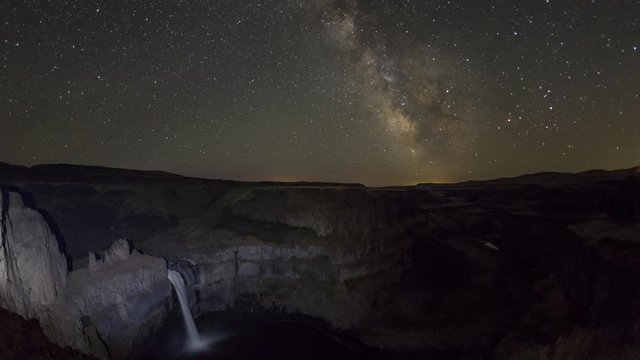 Milky Way Galaxy rising behind Palouse Falls in Washington