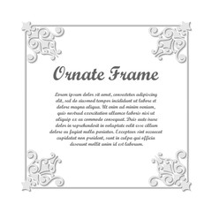 Vector decorative element for design. Frame template with place for text. Fine floral ornamental border. Lace decor. Elegant art for birthday and greeting card, wedding invitation. Ornate corners.