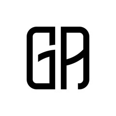 initial letters logo ga black monogram square rounded shape vector - obrazy, fototapety, plakaty