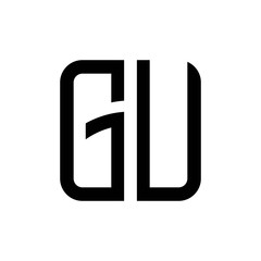 initial letters logo gu black monogram square rounded shape vector