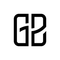 initial letters logo gz black monogram square rounded shape vector