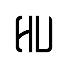 initial letters logo hu black monogram square rounded shape vector