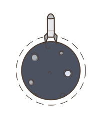 Cartoon Rocket Launching from Planet Vector Illustration