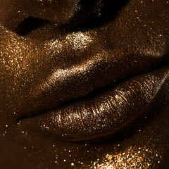 female lips with glitter and spangle (shallow DOF)
