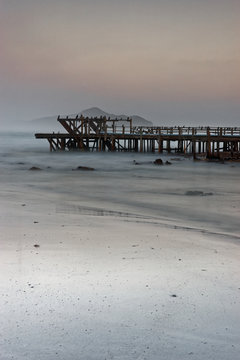 The Old Wooden Pier at Sunset - Long Exposure Seascape © Olivier