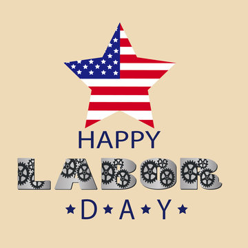 Happy Labor day american. text and gear. vector illustration