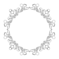 Round floral ornament on white background