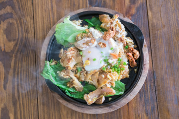 Stir fried Noodles with Chicken and egg , Thai food