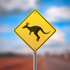 Road sign with kangaroo icon vector illustration