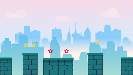 city game background, with different platforms and separated layers for games.Vector illustration for your design. size.1920x1080