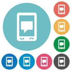 Mobile chat flat round icons