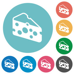 Sclice of cheese flat round icons