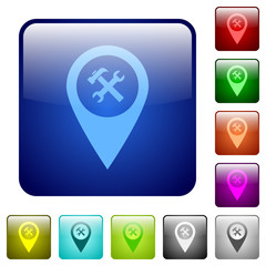 Workshop service GPS map location color square buttons