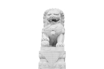 Chinese Imperial Lion Statue, Isolated on white background with clipping path