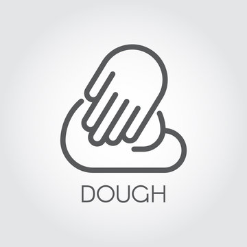 Hand kneading dough icon in line design. Preparation ingredient for pasta, pizza, bread and other dishes. Cook outline label. Vector illustration