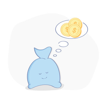 Money Bag. Dreams about money icon illustration. Waiting for profit, money growth, future income growth, revenue increase, money return, banking interest