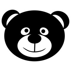 Black-and-white image of the head of a merry little bear