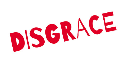 Disgrace rubber stamp. Grunge design with dust scratches. Effects can be easily removed for a clean, crisp look. Color is easily changed.