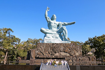 Nagasaki Peace Statue in Nagasaki Peace Park, Japan 