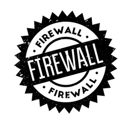 Firewall rubber stamp. Grunge design with dust scratches. Effects can be easily removed for a clean, crisp look. Color is easily changed.