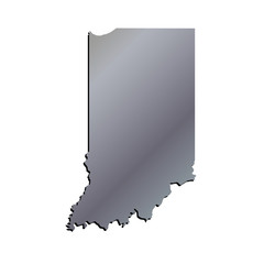 3D Indiana State USA Aluminium outline map with black shadow