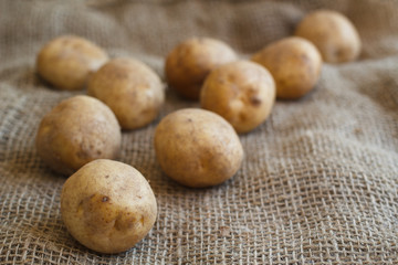 Potatoes on burlap