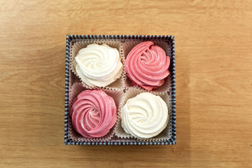 zephyr or marshmallow dessert in gift box