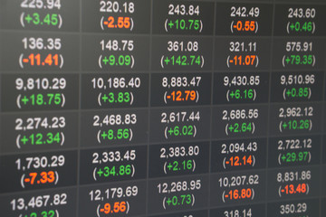 Fototapeta premium financial indices stock analysis on LED.