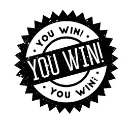 You Win rubber stamp. Grunge design with dust scratches. Effects can be easily removed for a clean, crisp look. Color is easily changed.
