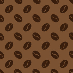 Seamless pattern with coffee beans, vector background for coffee house