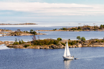 Sailing in St. Anna's archipelago in the Baltic Sea