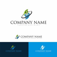 abstract business people leading logo concept
