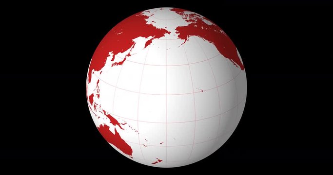 Rotating solid globe, Northern hemisphere with longitude and latitude lines