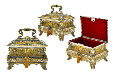 Jewelry box, closed and open.
