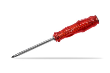 Red screwdriver isolated on white background,Clipping path image